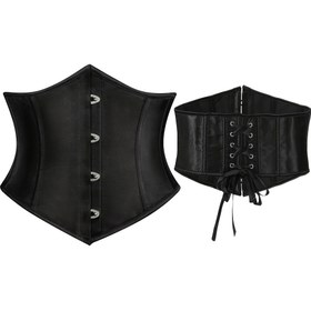Resim Kadın Siyah Saten Korse Kemer Ayarlanabilir Toka ile - Partiler, Cadılar Bayramı ve Resmi Etkinlikler için Karın Kontrolü Bel Sıkılaştırıcı, Orta Kontrol, Sadece Elde Yıkama, Cadılar Bayramı Kıyafeti, Formu Sıkılaştırma Tasarımı, Pürüzsüz Dokuma 