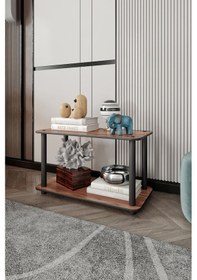 Resim Dekoratif Masivo Kitaplık 2 Katlı 30x60 Dikdörtgen Çok Amaçlı Raf Madran Ceviz Ceviz 