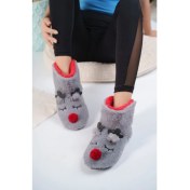 Resim Albishoes Kadın Geyik Figürlü Ev Botu Panduf Anne Çocuk Yumuşak Rahat Sessiz Taban Ev Ayakkabısı 