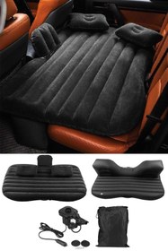 Resim Modaba Şişme Araba Koltuğu Yatağı Siyah Şişirme Pompası Tamir Kiti 2 Adet Yastık 8030 