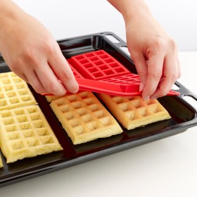 Resim lekue 2'li Kırmızı Silikon Waffle Kalıbı 