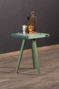 Resim Evnalia Yeşil Sehpa 32x32cm Doğal Masif Seramik Yan Sehpa Salon Mobilya 