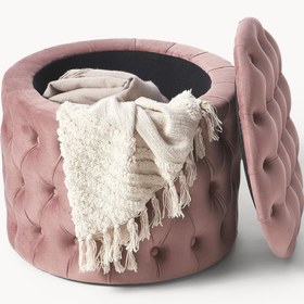 Resim Cara Kapitone Sandık Puf Pembe 
