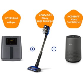 Resim Philips Üçlü Set Xc8049/01 Dikey Süpürge + Hd9255/60 Airfryer + Ac0850/11 Hava Temizleyici 