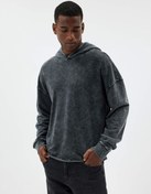 Resim Oversize Sweatshirt Yıkamalı Basic Uzun Kollu Kapşonlu Pamuk Karışımlı 
