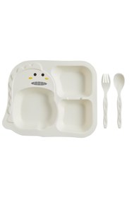 Resim Shop a Way Flybee Kaptan Dinomini 3 Bölmeli Eğlenceli Beslenme ağı Mama ağı Çl Kaşık Seti Beyaz 