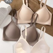 Resim 3 adet Kadın Dikişli Sütyen - Palm Cup Tasarımı ile Dikişsiz, Dolgusuz, Yumuşak Destek, Orta Kaldırma, Bej ve Kahverengi, Rahat Giyim İçin, Günlük Konfor Giyim | Dikişsiz Dikişli Sütyen | Yumuşak Destek Sütyeni 
