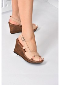 Resim Fox Shoes Ten Dolgu Topuklu Kadın Ayakkabı K674041309 