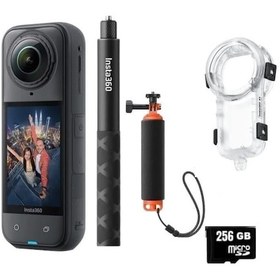 Resim Insta360 X5 Aksiyon Kamerası - Görünmez Dalış Kiti 512 Gb Micro Sd 