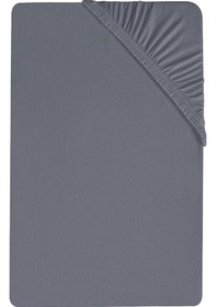 Resim Düz Pamuklu Çift Kişilik Lastikli Fitted Penye Çarşaf Antrasit 