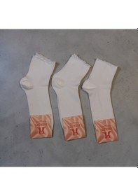 Resim Heren Socks Heren Lastik Fırfırlı 3'lü Kadın Çorap , Fitilli Fırfırlı Kolej Boy Beyaz 