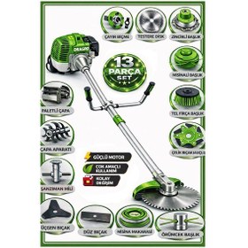 Resim Dragro German Drg-13 + Yan Tipi Benzinli Ot Çalı Çim Biçme Tırpanı + Full Set Hediyeli + Çift Çapa Y 