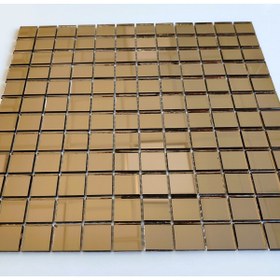 Resim MozaiKristaL Mutfak Tezgah Arası Ve Iç Dekorasyon Için 23x23mm Bronz Gerçek Ayna Mozaik (1 KOLİ=1 M2 FİYATIDIR) 
