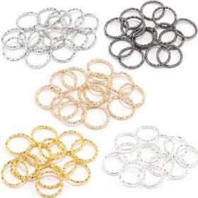 Resim 50-100 Adet/Paket 8mm/10mm/12mm/15mm/18mm/20mm Çok Boyutlu ve Renkli Kabartmalı Tek Halka Takı Yapım Aksesuarları için Zil Halkaları 