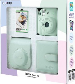 Resim Fujifilm Instax Mini 12 Fotoğraf Makinesi + 10'lu Film Kare Albüm + Deri Kılıf Bundle Box Yeşil 