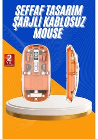 Resim Mouse Fare Kablosuz Mouse Fare Şarjlı Bluetooth Sessiz 5 Tuşlu Şeffaf 78309967 