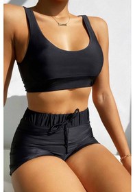 Resim Angelsin Şortlu Tankini Bikini Takım Siyah 