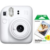 Resim Fujifilm Instax Mini 12 Beyaz Fotoğraf Makinesi ve 20'li Mini Film Seti 