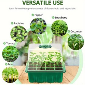 Resim 12 Hücreli Fide Çiçek Kutusu, Plastik Serada Mini Üretim İstasyonu, Çok Fonksiyonlu Sukulent Dikim Saksıları, Ventilasyon Kapakları, İzolasyon & Nemlendirici Plakalar ile Optimum Çimlenme, Bahçe Aletleri & Çim Bakımı, Güç Gerektirmez 