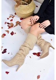 Resim Fox Shoes Ten Süet Ince Topuklu Kadın Çizme L404868002 