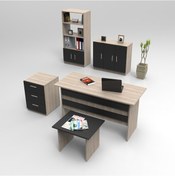 Resim Robinhome Robin Home Verona Abcde Ofis Büro Masa Takımı Meşe-Siyah 