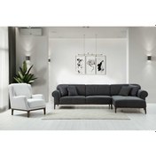 Resim London Köşe Takım+ Berjer (Koyu Gri+Ares Beyaz) 