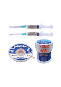 Resim Krem Lehim Kimei Uyumlu Solder Paste 183 C 42g Flux Lehim Toplama Cp-3015 Lehim Emme Teli 3 Mm Set 