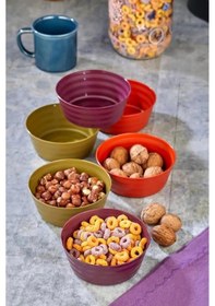 Resim Plastik Çerezlik Sunumluk 6 Lı Kase Yonca Desen Royaleks-ht-001 Çok Renkli 