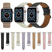 Resim Sones iOS Uyumlu Watch Ultra 49mm Kabartmalı Çizgi Hakiki Deri Saat Kordonu 