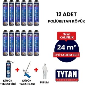 Resim Phurex Tytan Poliüretan Isı Yalıtım 24M2 Köpük Seti (12 Adet Köpük+Tabanca+Temizleme Köpüğü+Tulum) 
