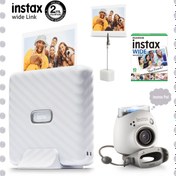 Resim Fujifilm Instax Wide Link Beyaz Akıllı Telefon Yazıcısı ve Pal Beyaz Dijital Kamera Seti 
