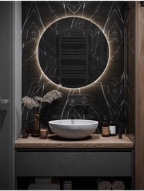 Resim eagle mirror 100x100cm Yuvarlak Dekoratif Banyo Duvar Aynası Ledli Banyo Duvar Aynası 