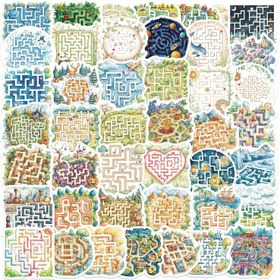 Resim 50 adet Labirent Oyun Graffiti Etiketleri - Su Şişeleri, Kaykaylar, Bagajlar ve Daha Fazlası için Renkli Vinil Etiketler - Matematik, Bilim ve Doğa Temalı Eğlenceli ve Eğitici Estetik Tasarımlar 