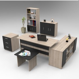 Resim Robinhome Robin Home Verona Abcdef Ofis Büro Masa Takımı Meşe-Siyah 