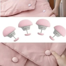 Resim Pratik 4'li Mantar Şeklinde Yorgan Sabitleme Iğnesi Düğmeli Klips Çarşaf Yorgan Kılıfı Sabitleyici 