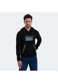 Resim Slazenger Vonda Erkek Fermuarlı Kapüşonlu Cepli Siyah Sweatshirt 