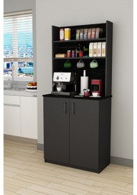 Resim %100 Mdflam Kahve Köşesi Çok Amaçlı Mutfak Dolabı Kahve01 Antrasit - Royal Mermer Antrasit - Royal Mermer 