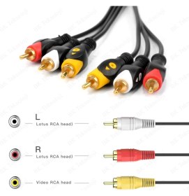 Resim BK Teknoloji 3rca Erkek 3 Rca Erkek Kompozit Ses Video Av Kablosu - 3 Metre 