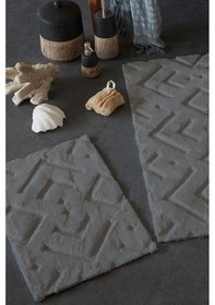 Resim Hcw Mors Açık Gri %100 Pamuk Viskon 2 Parça Banyo Paspas Seti 40 60+60 100 Cm Gri 