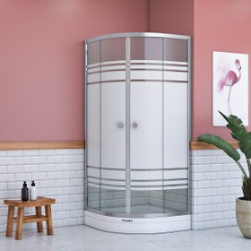 Resim Er-Duş Titan Oval Duşakabin 80x80cm Krom 