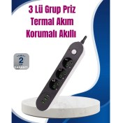 Resim Selfbuysell 3 USB Çıkışlı Hızlı Şarjlı Anahtarlı Üçlü Priz 