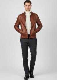 Resim Toskana Design Fındık Renk Çift Taraflı Fermuarlı Astarsız Erkek Deri Ceket Style 200-4119 - M / Fındık 