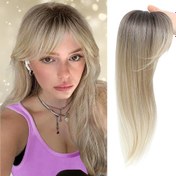 Resim Kadınlar için Elegant Gradient Fringe Saç İğnesi - 360° 3D Kapak, İnce Saçlar için Yumuşak Sentetik Peruk Bang Klip, Yüksek Sıcaklık Lif, Açık Kahverengiden Siyaha Geçiş, Kolay Takma Tasarımı 