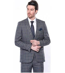 Resim Wessi Ekose Slim Fit Lacivert Erkek Ceket 001 