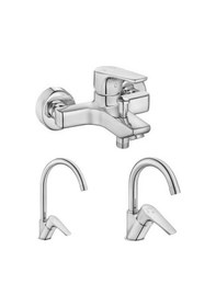 Resim Eca Niobe 482 Banyo + 054 Lavabo + 098 Eviye Batarya Seti 3'lü Krom 