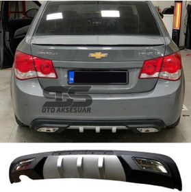 Resim STS Oto Aksesuar Chevrolet Cruze Difüzör Arka Tampon Eki 2 Egzoz Çıkışlı Gri 