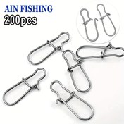 Resim 200 adet Paslanmaz Çelik Balıkçılık saç tokası Klipsi - Metal Halkalarla Siyah Döner Güvenlik Kancaları, Balıkçılık, Kamp, Açık Hava Maceraları, Balıkçılık Aksesuarları için Dayanıklı ve Kullanımı Kolay, Güvenli saç tokası Bağlantısı, Sağlam İnşaat 