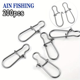 Resim 200 adet Paslanmaz Çelik Balıkçılık saç tokası Klipsi - Metal Halkalarla Siyah Döner Güvenlik Kancaları, Balıkçılık, Kamp, Açık Hava Maceraları, Balıkçılık Aksesuarları için Dayanıklı ve Kullanımı Kolay, Güvenli saç tokası Bağlantısı, Sağlam İnşaat 