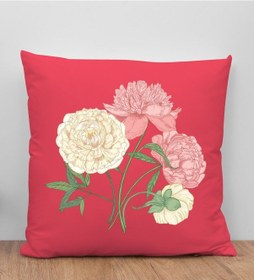 Resim Bk Gift Çiçek Tasarımlı Kırmızı Kırlent Yastık, Arkadaşa Hediye, Ev Dekorasyonu, Ev Hediyesi-7 