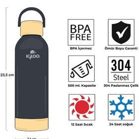Resim Çelik Pro Termos - Igloo - Hydrate - 500ml - Füme - 205694 
